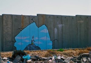 Banksy, Palestine (Art Attack), 2005. Photo Simio, CC BY-SA 1.0, via Wikimedia Commons