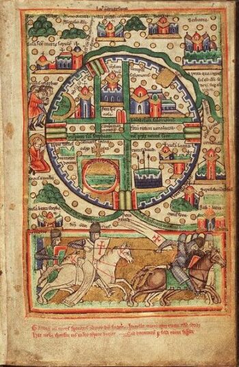 Miniatura con la mappa di Gerusalemme, Royal Library The Hague, L'Aia
